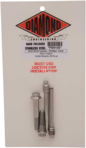 Diamond Engineering - Diamond Engineering Rear Caliper Mount 12-Point Polished Stainless Individual Brake Bolt Kit - PB914S