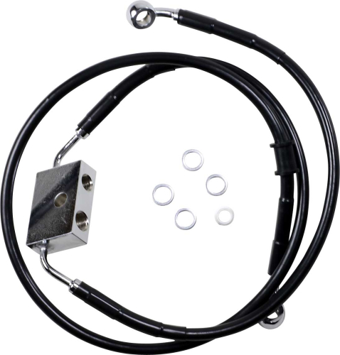 Drag Specialties - Drag Specialties Extended Length Stainless Steel Front Brake Line Kit - +12in. - Black Vinyl - 1741-5313