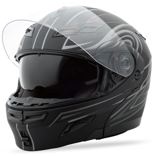 G-Max - G-Max GM54 Derk Helmet - G1540393 F.TC-12 - Flat Black/Silver Derk - X-Small