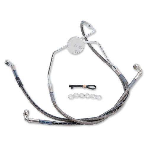 Russell - Russell Extended Length Braided Front Brake Line Kit - +12in. Length Upper - Stainless - R08782S