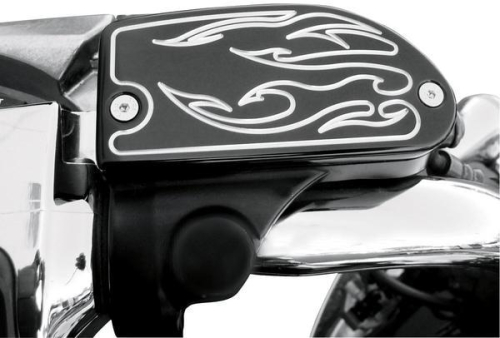 Baron Custom Accessories - Baron Custom Accessories Master Cylinder Covers - Flame - Black - BA-7629-03B