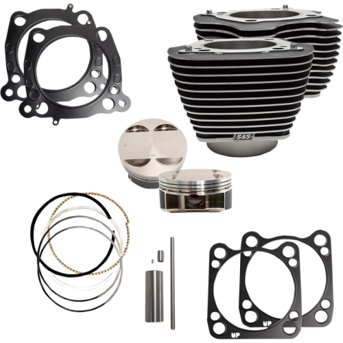 S&S Cycle - S&S Cycle 131in. Stroker Cylinder and Piston Kit with Highlighted Cylinder Fins - Wrinkle Black - 910-0762