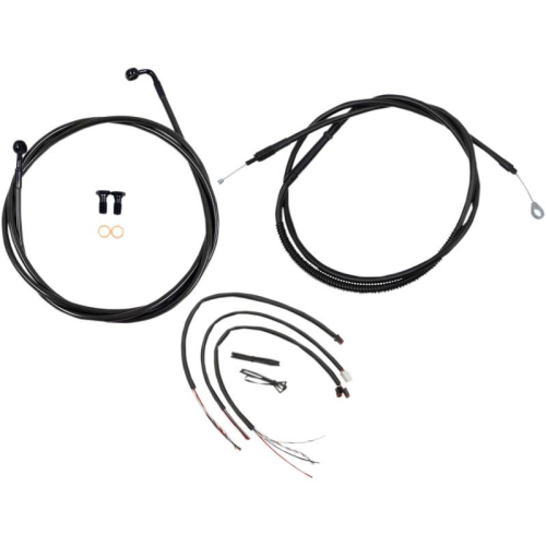 LA Choppers - LA Choppers Complete Handlebar Cable/Brake & Clutch Line/Wire Kit - Midnight Braided - LA-8153KT2-19M