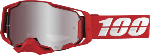 100% - 100% Armega War Red Goggles - 50720-003-02 - War Red/White / Hiper Silver Lens - OSFM
