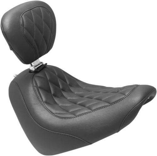 Mustang - Mustang Wide Tripper Solo Seat with Driver Backrest - Diamond Stitch - 83016