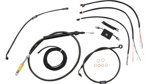 LA Choppers - LA Choppers Complete Handlebar Cable/Brake & Clutch Line/Wire Kit - Midnight Braided - LA-8157KT2-16M