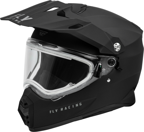 Fly Racing - Fly Racing Trekker Cold Weather Solid Helmets with Electric Shields - 73-31366L - Matte Black Electric - Large