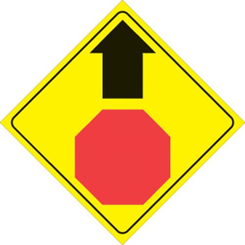 Voss - Voss 12x12in. Reflective Trail Sign - Stop Ahead Arrow (Yellow/Black/Red) - 447 SAA YR