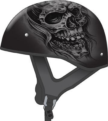 G-Max - G-Max GM65 Ghost Helmet - G1655073 - Ghost/RIP Flat Black/Silver - X-Small