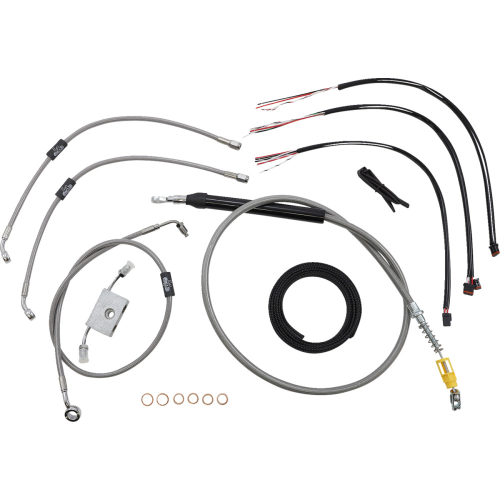 LA Choppers - LA Choppers Complete Handlebar Cable/Brake & Clutch Line/Wire Kit - Stainless Braided - LA-8157KT2-19