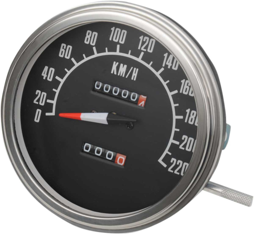 Drag Specialties - Drag Specialties 5in. Dash Mount 1:1 Speedometer - 68-84 Face (km/h) - 2210-0347