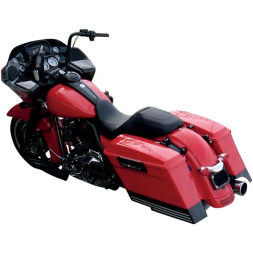 Cyclesmiths - Cyclesmiths Billet 3in. Saddlebag Extention for Right Exhaust - Black Powder-Coat with Highlighted Groves - 201-BP-14