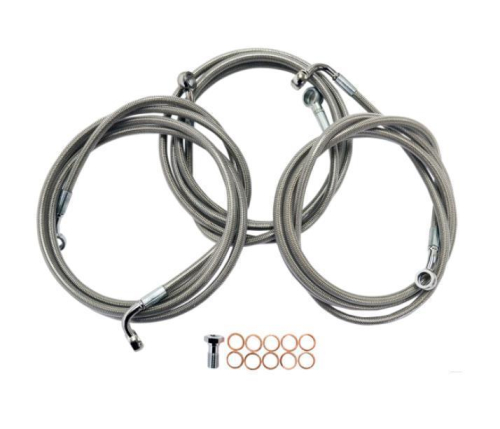 LA Choppers - LA Choppers Stainless Steel Brake Line Kit - 15in.-17in. Ape Hangers - LA-8210B16