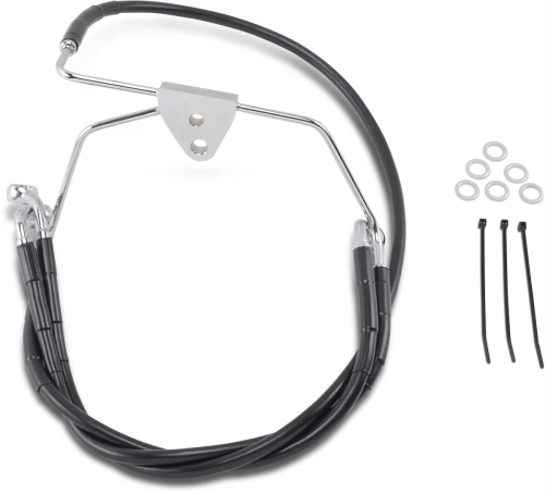 Drag Specialties - Drag Specialties Extended Stainless Steel Front Brake Line Kit - Black Vinyl Coated - 16in./32 7/8in. - 660411-6BLK