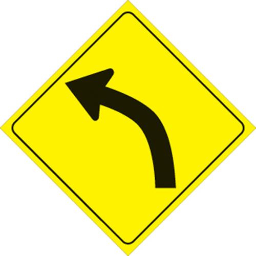 Voss - Voss 12x12in. Reflective Trail Sign - Left Curve Arrow (Yellow/Black) - 407 3UR YR