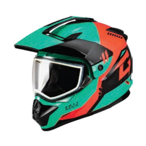G-Max - G-Max GM-11S Ronin Snow Helmet with Dual Lens Shield - A21151175 - Black/Aqua/Coral - Medium