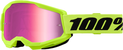 100% - 100% Strata 2 Goggles - 50028-00016 - Neon Yellow/Mirror Pink Lens - OSFM