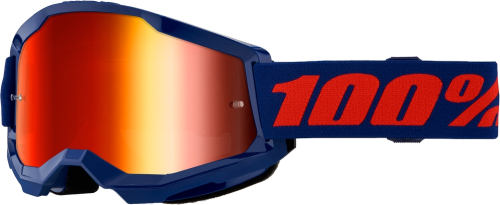 100% - 100% Strata 2 Goggles - 50028-00021 - Navy/Mirror Red Lens - OSFM