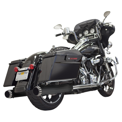 Bassani Manufacturing - Bassani Manufacturing 4in. Quiet DNT Megaphone Mufflers - Black with Black End Cap - 1F7QNT5B