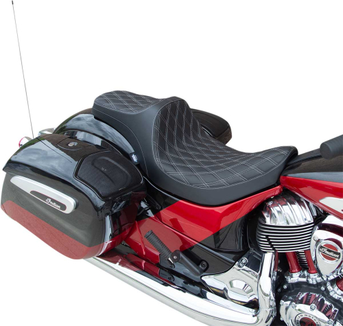 Drag Specialties - Drag Specialties Predator III Seat - Double Diamond - Silver Thread - 0810-2263