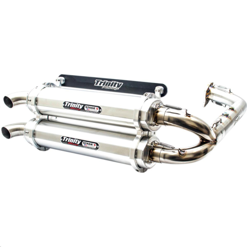 Trinity Racing - Trinity Racing Stage 5 Dual Exhaust System - Brushed - TR-4174D