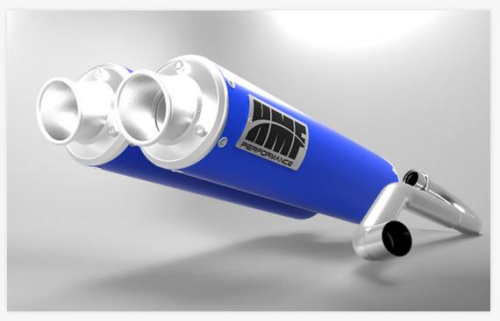 HMF Engineering - HMF Engineering Performance Series Dual Full System Exhaust - Side Mount - Blue - Turn Down Brushed - 035556606471