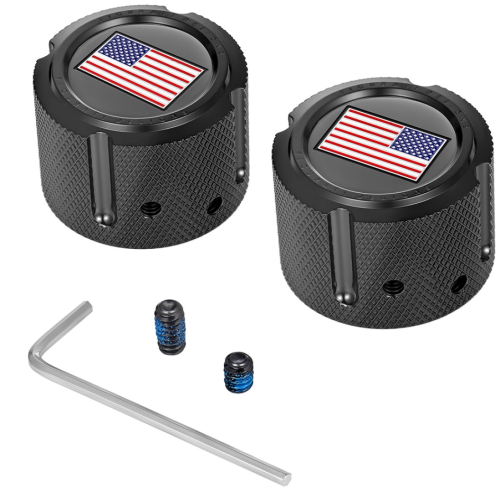 Figurati Designs - Figurati Designs Front Axle Nut Cover - Black with American Flag - FD21R-FAC-BK