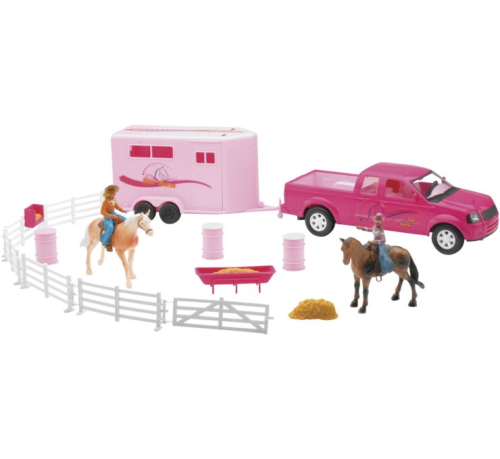New Ray Toys - New Ray Toys Valley Ranch Playset - Pickup with Trailer, Fencing and Horses - SS-37335A
