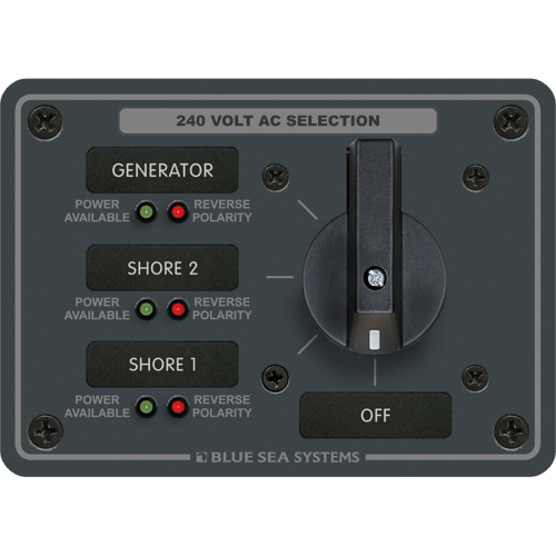 Blue Sea Systems - Blue Sea 8361 AC Rotary Switch Panel 65 Ampere 3 Positions + OFF, 3 Pole
