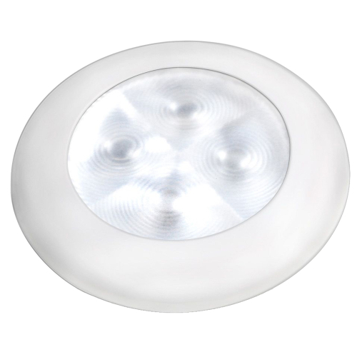 Hella Marine - Hella Marine Slim Line LED 'Enhanced Brightness' Round Courtesy Lamp - White LED - White Plastic Bezel - 12V