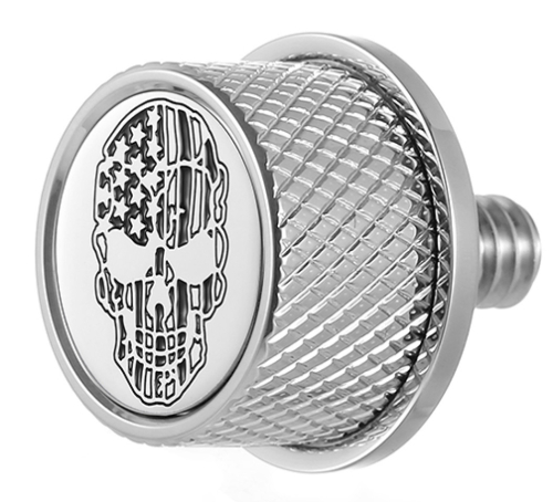 Figurati Designs - Figurati Designs Seat Mounting Knob - Stainless steel with Contrast Cut American Flag Skull - FD27-SEAT KN-SS