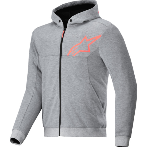 Alpinestars - Alpinestars Chrome V2 Sport Hoodie - 4200325-9199-2XL - Heather Gray/Red Fluo - 2XL