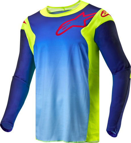 Alpinestars - Alpinestars Racer Hoen Jersey - 3761324-525-L - Yellow Fluo/Blue/Night Navy - Large