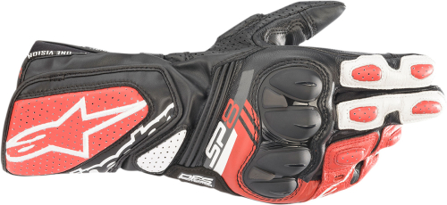 Alpinestars - Alpinestars SP-8 V3 Leather Gloves - 3558321-1304-M - Black/White/Bright Red - Medium
