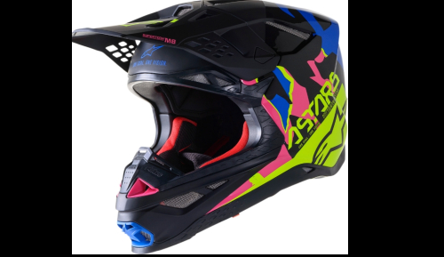 Alpinestars - Alpinestars Supertech M8 Echo Helmet - 8302621-1759-MD - Black/Blue/Yellow - Medium