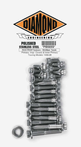 Diamond Engineering - Diamond Engineering Primary, Inspection Covers and Inner Primary 12-Point Polished Stainless Engine Bolt Kit - PB565S