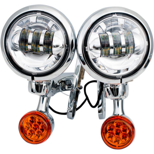 Rivco Products - Rivco Products 4.5in. LED Auxiliary Lights with Turn Signals - Chrome Brackets/Light Housings - MV185