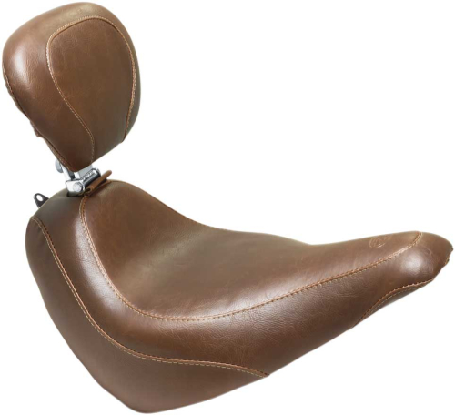 Mustang - Mustang Wide Tripper Solo Seat with Driver Backrest - Vintage - Brown - 83049