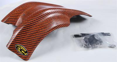 P3 - P3 Carbon Fiber Skid Plate - Black/Orange Weave - 301077-ORG