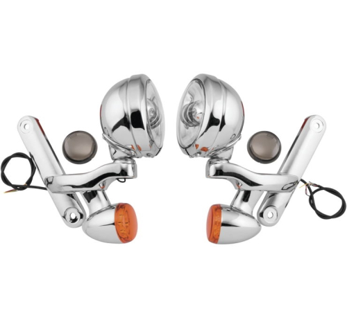 Namz - Namz Full Halo Passing Lamps with Brackets and Bullet Turn Signals - Chrome/Chrome - LLC-PLBTS-FHCC-E