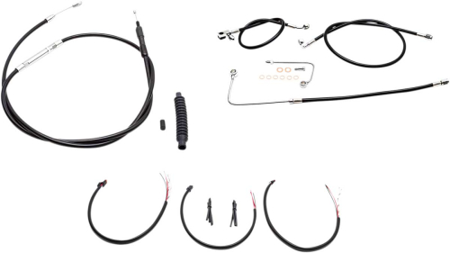 LA Choppers - LA Choppers Complete Handlebar Cable and Brake Line Kit - Black Vinyl/Stainless - LA-8151KT2B-16B