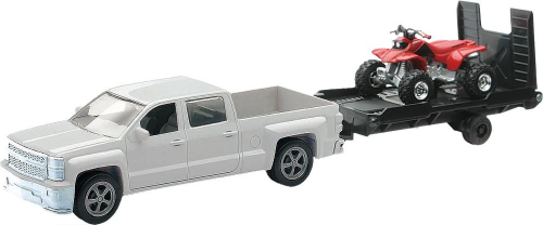 New Ray Toys - New Ray Toys 1:43 Scale White Chevy Truck with Trailer and ATV - 19535B