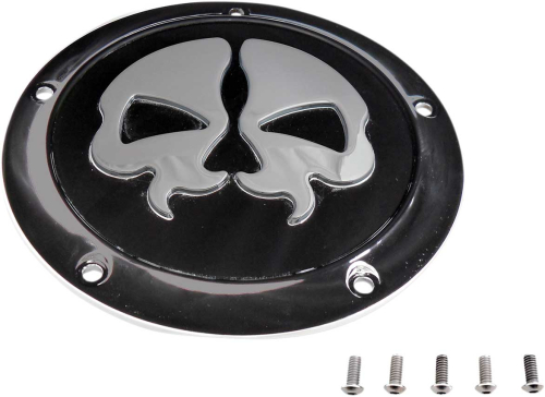 Drag Specialties - Drag Specialties Split Skull Derby Cover - Black with Chrome Skull - 1107-0553