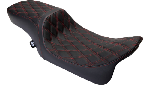 Drag Specialties - Drag Specialties Performance Predator 2-Up Seat - Double Diamond - Red Thread - 0801-1494