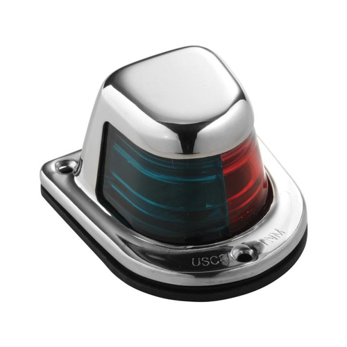 Attwood Marine - Attwood 1-Mile Deck Mount, Bi-Color Red/Green Combo Sidelight - 12V - Stainless Steel Housing