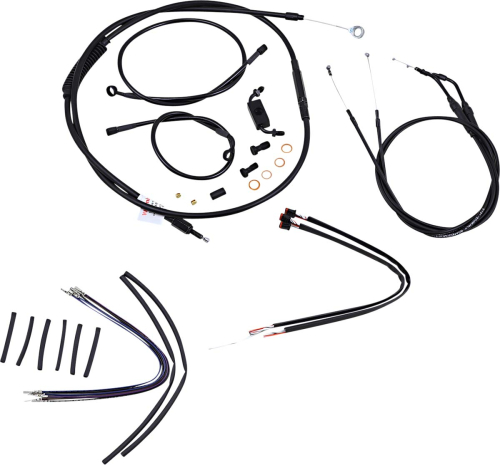 Burly Brand - Burly Brand Extended Cable/Brake Line Kit for 12in. Ape Handlebars - Black Vinyl - B30-1121