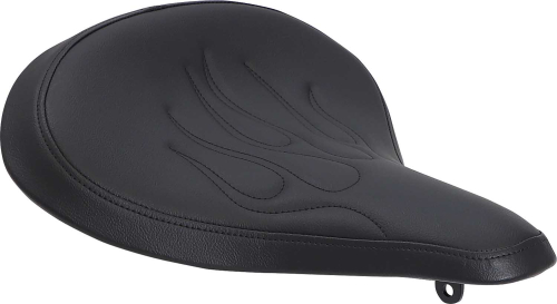 Drag Specialties - Drag Specialties Large Spring Solo Seat - Black Vinyl with Flames with Carpeted Bottom - 0806-0051