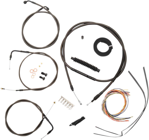 LA Choppers - LA Choppers Complete Handlebar Cable and Brake Line Kit - Midnight - LA-8310KT2-19M