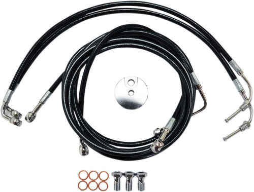 LA Choppers - LA Choppers Black Vinyl-Coated Stainless Steel Brake Line Kit - 15-17in. Ape Hangers - LA-8051B16B