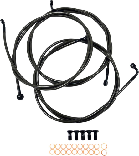 LA Choppers - LA Choppers Midnight Braided Brake Lines - 15in.-17in. Ape Hangers - LA-8052B16M